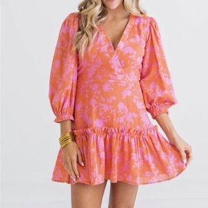 KARLIE Taba Floral Faux Wrap Mini Dress sz large